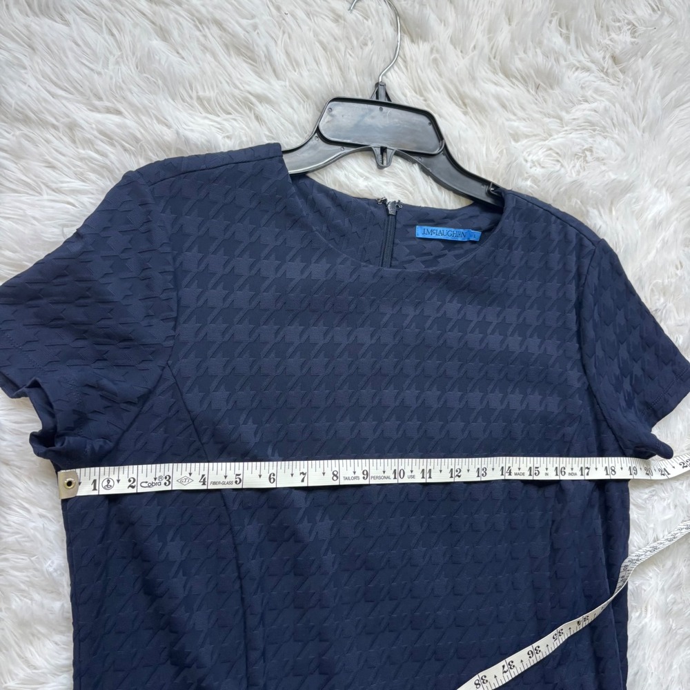 NWOT J.McLaughlin Talese Dress Navy Houndstooth Jacquard Sheath Shift Size Large - Picture 14 of 14